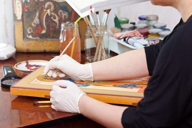 Iconographer peinture d&#39;icône chrétienne