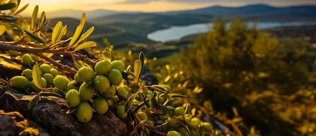 Photo gratuite idée de bannière en gros plan d'olives mûres ou publicité pour l'espace libre de la cuisine méditerranéenne