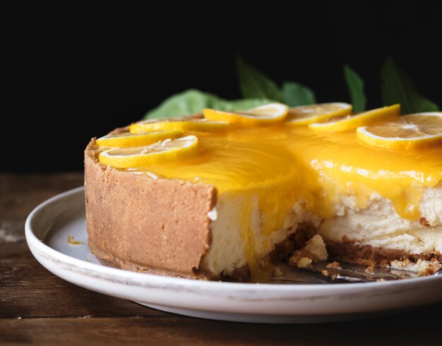 Idée de recette de photographie culinaire au chessescake au citron