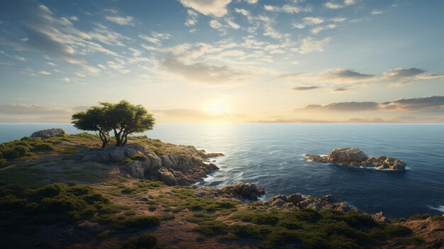 Une île solitaire au milieu de la mer