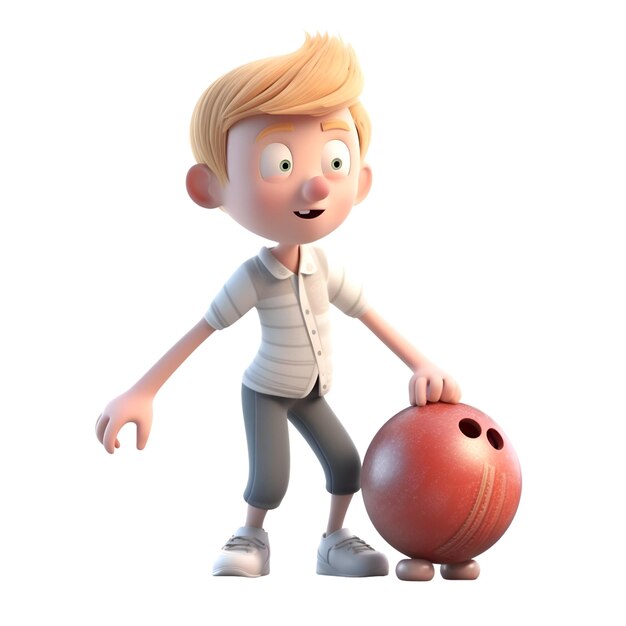 Photo gratuite illustration 3d d'un adolescent avec une balle de bowling