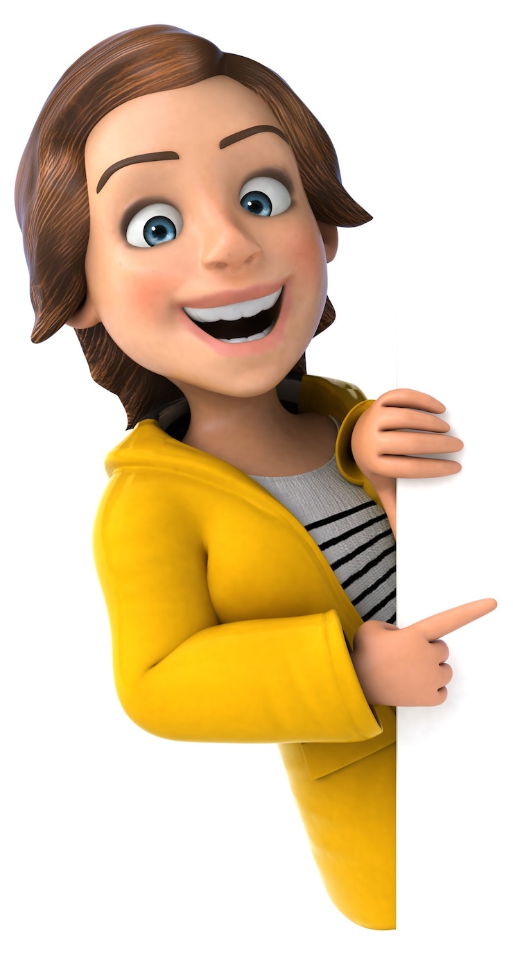 Photo gratuit illustration 3d amusante d'une adolescente de dessin animé avec des vêtements de pluie