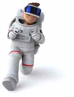 Photo gratuite illustration 3d amusante d'un astronaute avec un casque vr