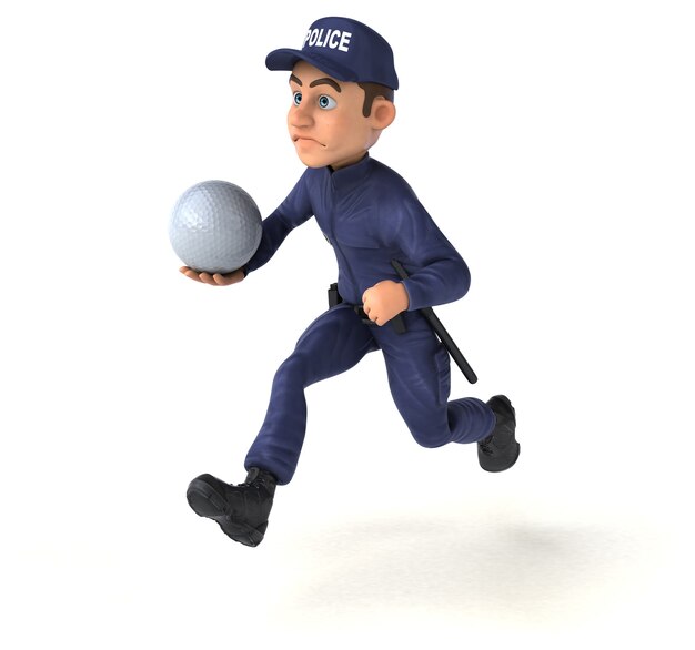 Illustration 3D amusante d'un policier de dessin animé