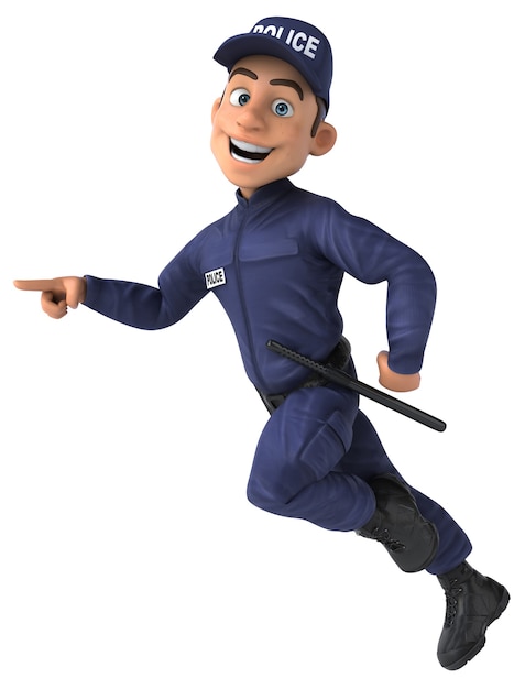 Illustration 3D amusante d'un policier de dessin animé