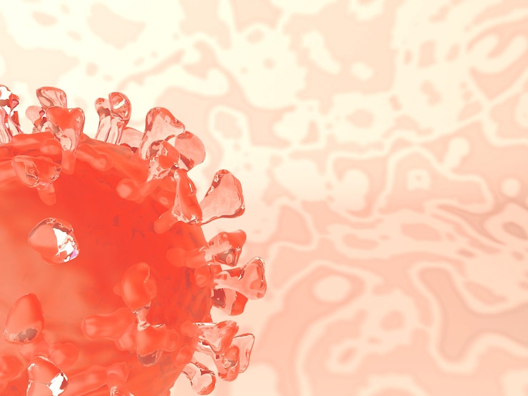 Photo gratuit illustration 3d. cellule de virus coronavirus dans un liquide. vue microscopique d'un virus infectieux. contexte de covid-19.