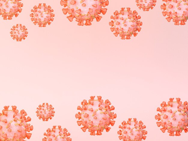 Illustration 3D. Cellules de virus coronavirus sur fond isolé. Concept Covid-19.
