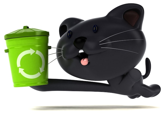 Photo gratuite illustration 3d de chat drôle avec poubelle