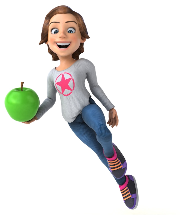 Photo gratuit une illustration 3d drôle d'une adolescente de dessin animé