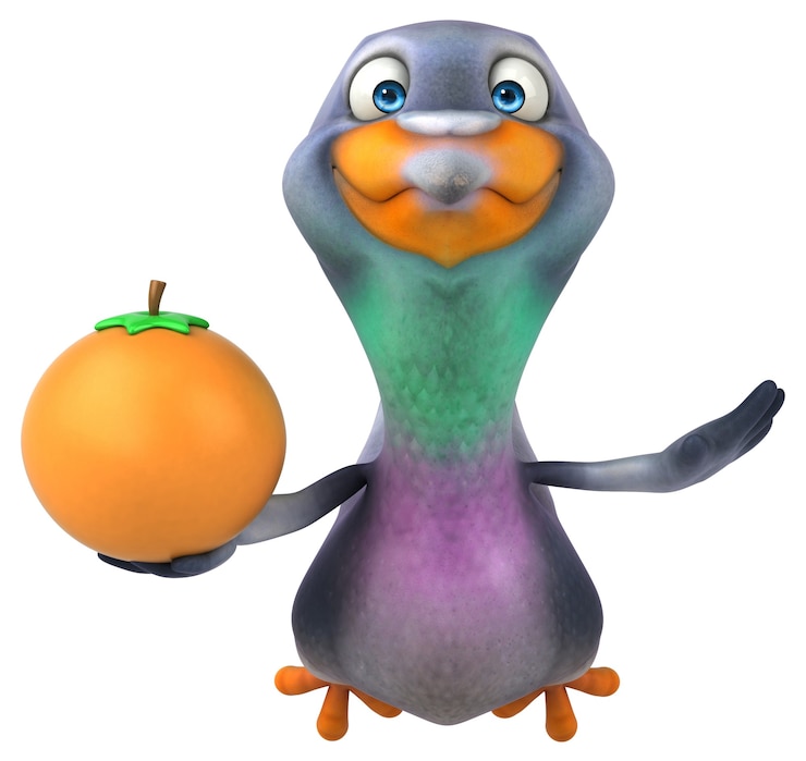Photo gratuit illustration 3d drôle de pigeon