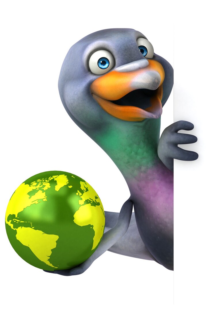 Photo gratuit illustration 3d drôle de pigeon