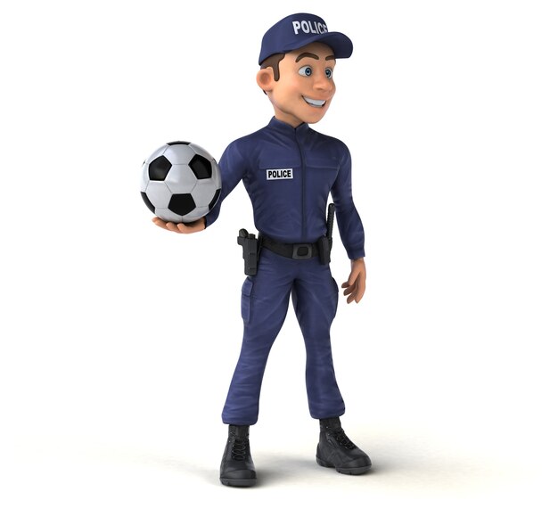 Illustration 3D drôle d'un policier de dessin animé