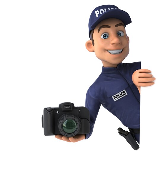 Illustration 3D drôle d'un policier de dessin animé