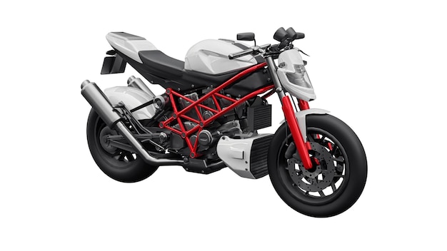 Illustration 3d. moto de sport urbain rouge sur fond blanc. rendu 3d.
