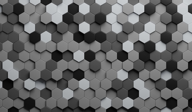 Illustration 3d résumé gris. hexagone en relief, ombre en nid d'abeille