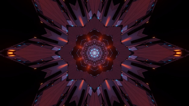 Illustration abstraite d'un art fractal avec fond de néons