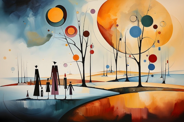 Photo gratuite l'illustration abstraite de l'hiver de kandinsky