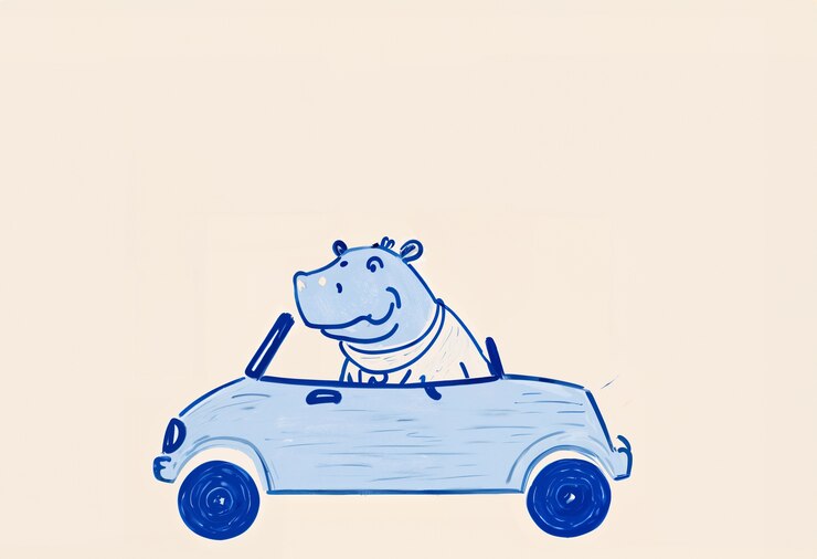 Photo gratuit une illustration adorable d'un animal conduisant une voiture.