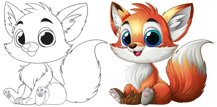 Photo gratuit illustration adorable du dessin animé fox
