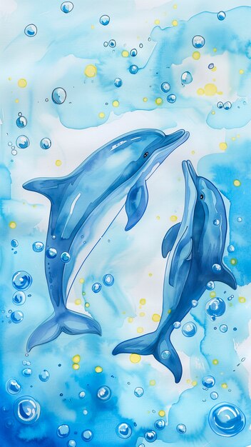 Illustration à l'aquarelle d'un dauphin