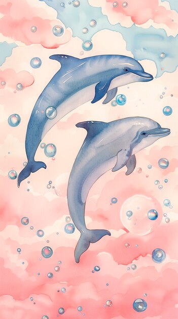Illustration à l'aquarelle d'un dauphin
