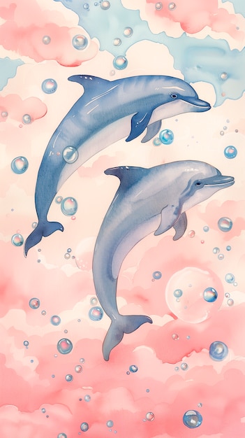 Illustration à l'aquarelle d'un dauphin