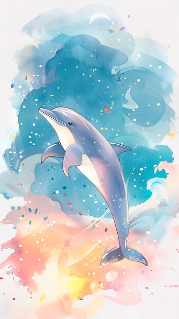 Illustration à l'aquarelle d'un dauphin