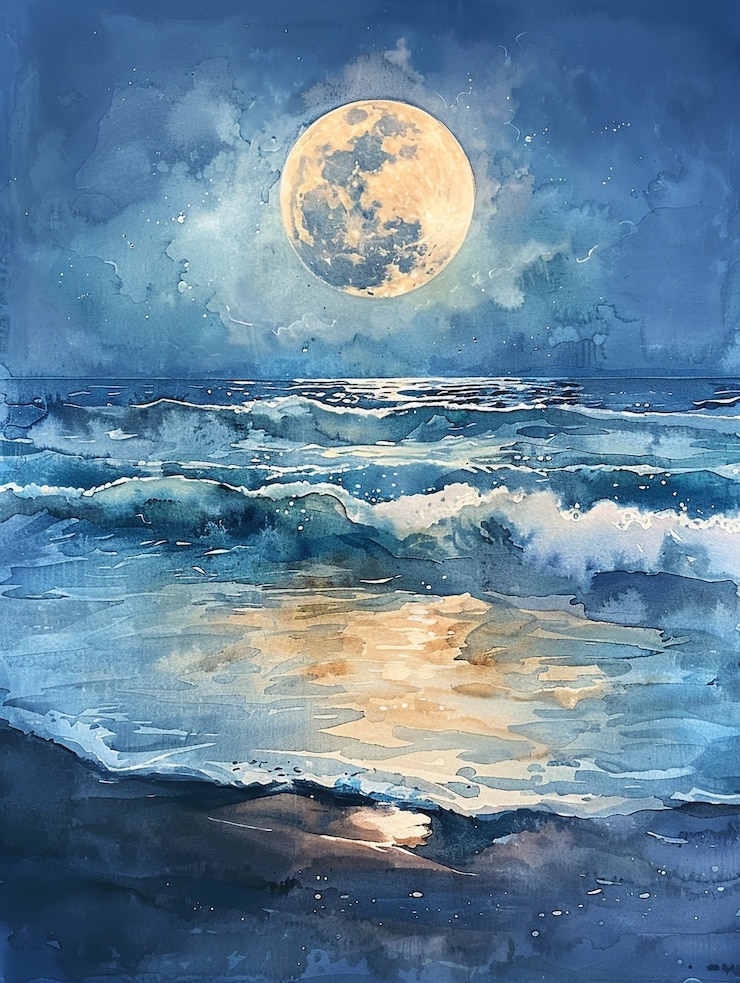 Photo gratuit illustration à l'aquarelle de la lune