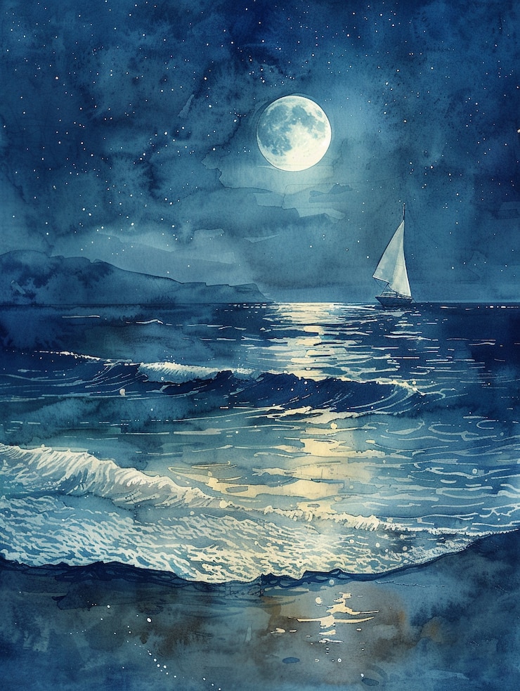 Photo gratuit illustration à l'aquarelle de la lune