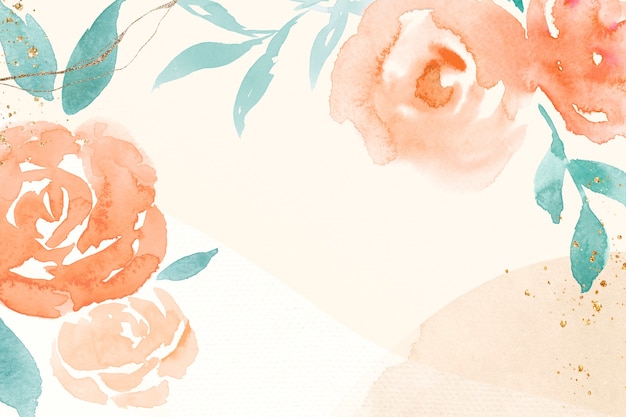 Illustration aquarelle de printemps cadre rose orange fond
