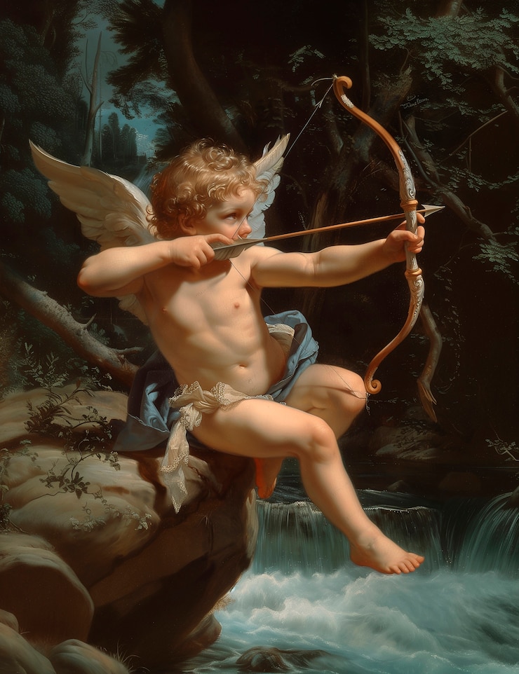 Photo gratuit illustration à l'aquarelle rococo de l'ange cupidon