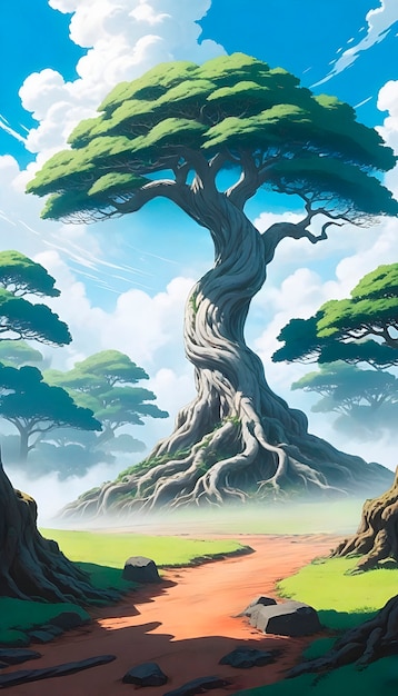 Photo gratuite l'illustration de l'arbre de l'anime