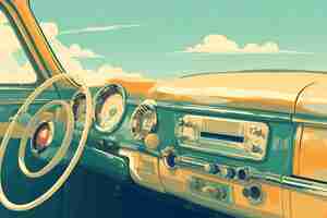 Photo gratuite illustration d'art numérique d'une radio de voiture vintage