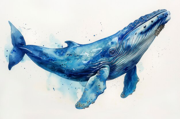 Photo gratuite illustration d'une baleine à l'aquarelle