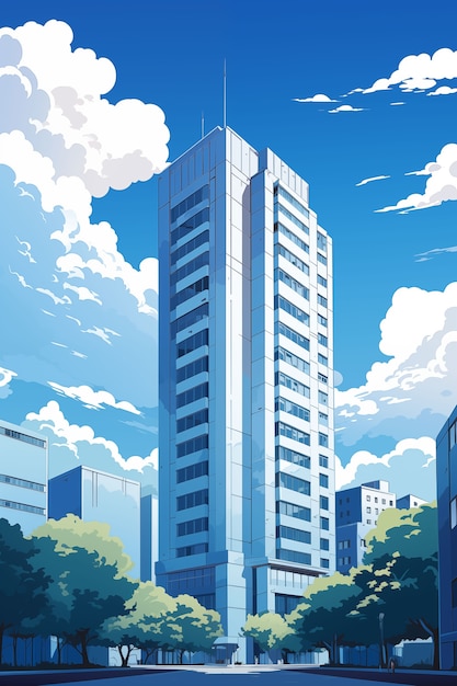 Photo gratuite illustration de bâtiment d'anime