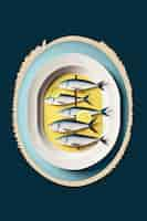 Photo gratuite illustration de brochettes de sardines dans un plat