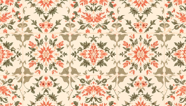 Photo gratuit illustration de carreaux floraux