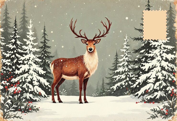 Photo gratuit illustration de carte postale de noël vintage