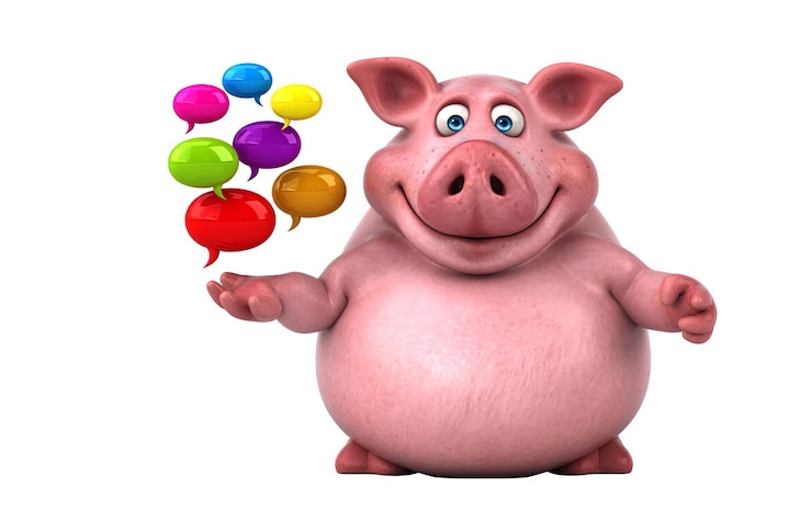 Photo gratuit une illustration de cochon de dessin animé 3d amusante
