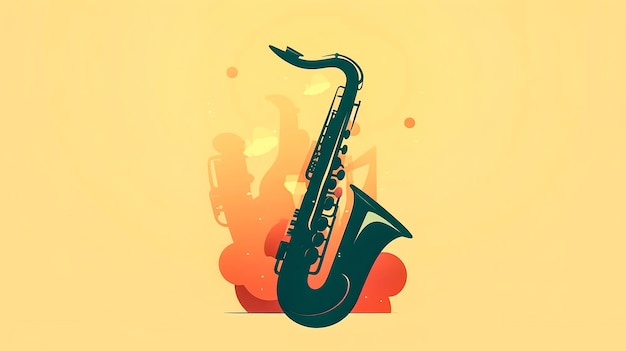 Photo gratuite illustration créative avec emblème de saxophone et logo ai génératif