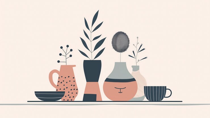 Photo gratuit illustration dans le style de l'art numérique avec de la poterie