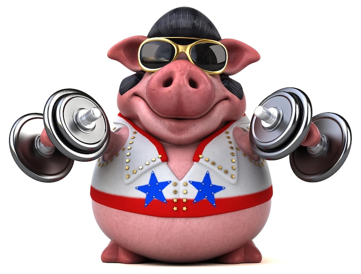 Photo gratuit illustration de dessin animé 3d amusante d'un cochon à bascule