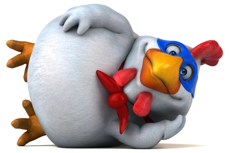 Photo gratuit une illustration de dessin animé 3d amusante d'un super-héros poulet