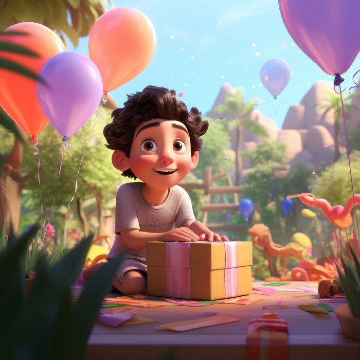 Photo gratuit illustration de dessin animé de célébration d'anniversaire 3d