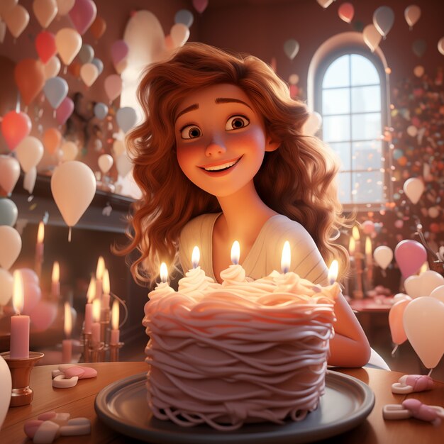 Illustration de dessin animé de célébration d'anniversaire 3D