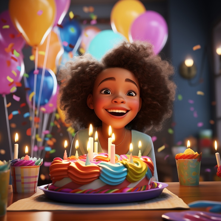 Photo gratuit illustration de dessin animé de célébration d'anniversaire 3d