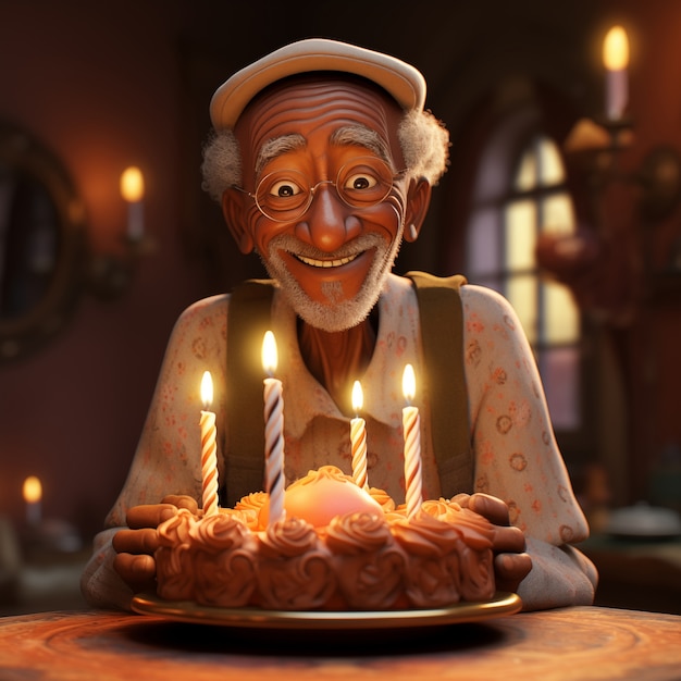 Illustration de dessin animé de célébration d'anniversaire 3D