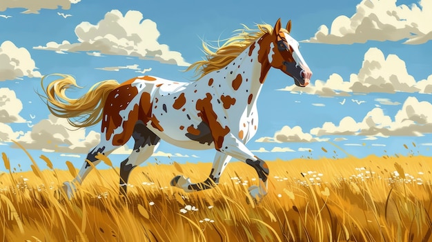 Photo gratuite illustration de dessin animé de chevaux