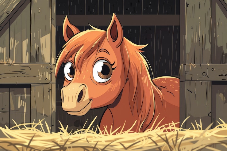 Photo gratuit illustration de dessin animé de chevaux