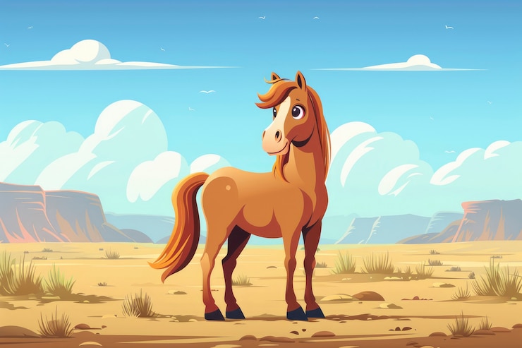 Photo gratuit illustration de dessin animé de chevaux
